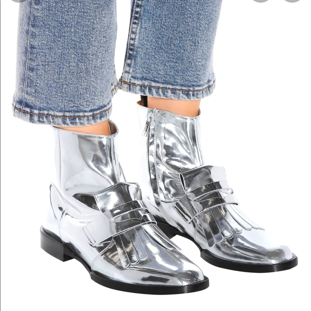 Robert Clergerie Yousc Leather Metallic Ankle Boots